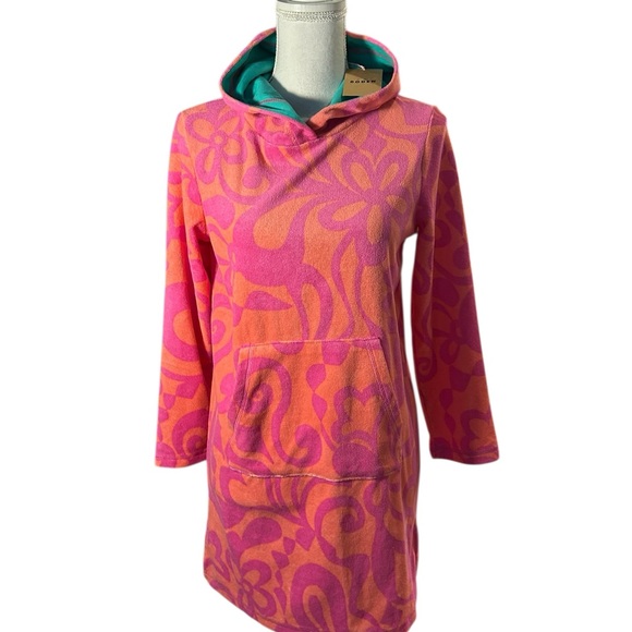 Boden Other - Boden Pink and Orange Terrycloth Hooded Tunic 🆕